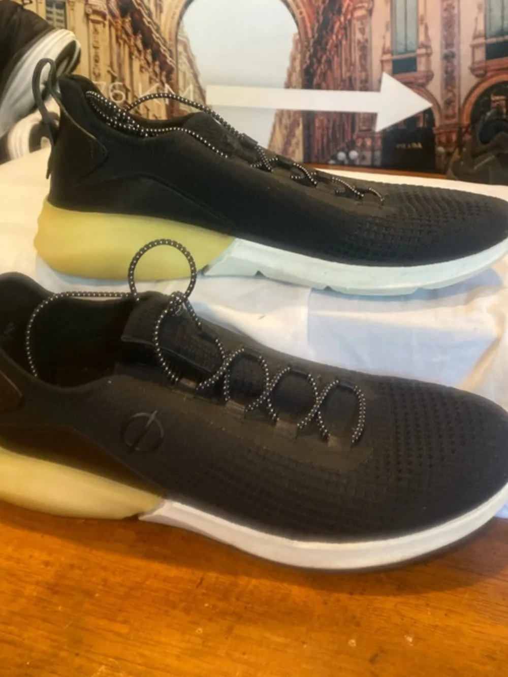 Cole Haan Men's Black Slip-On Athletic Sneakers with Yellow Heel